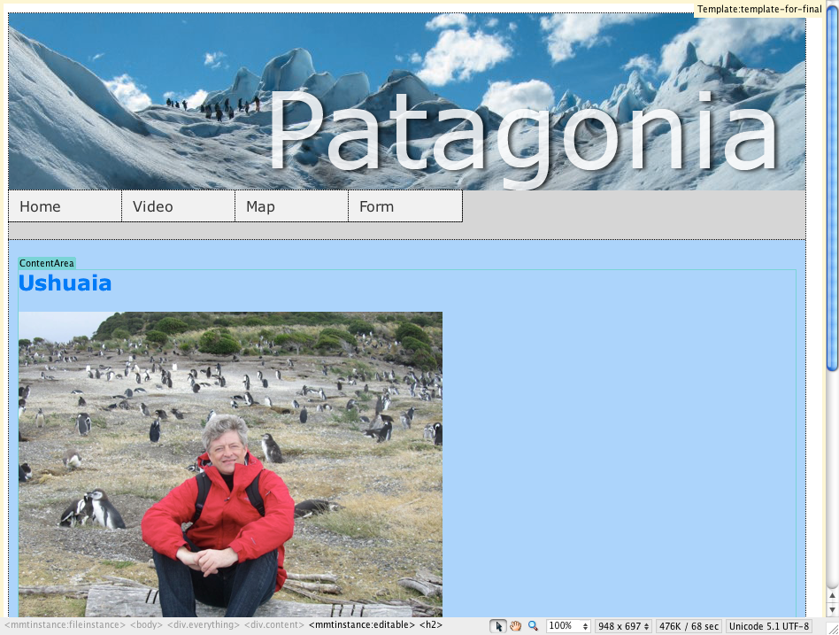 New page for ushuaia